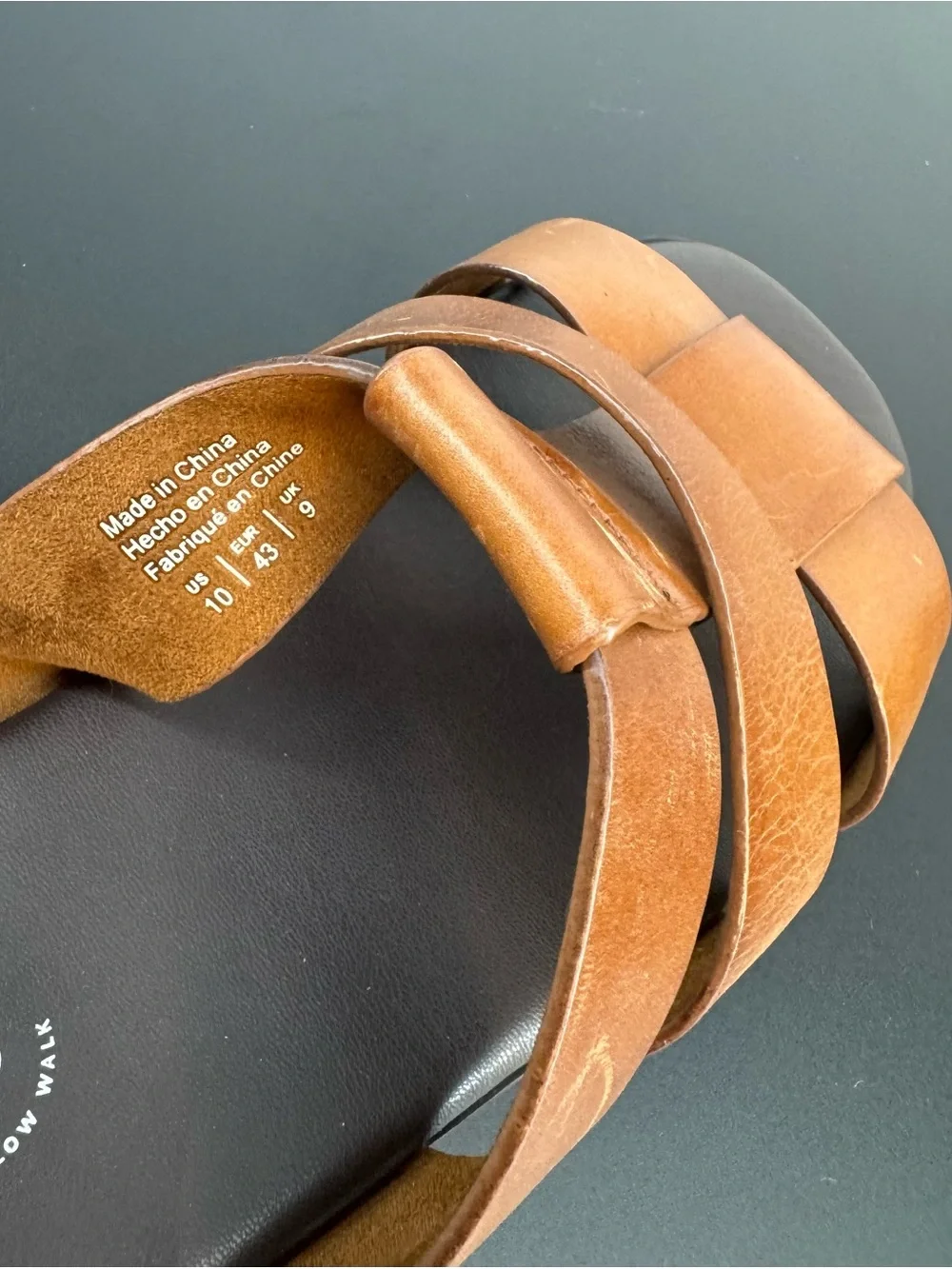 Aldo Men’s Tan Triple-Strap Leather Slide Sandals Size 10
